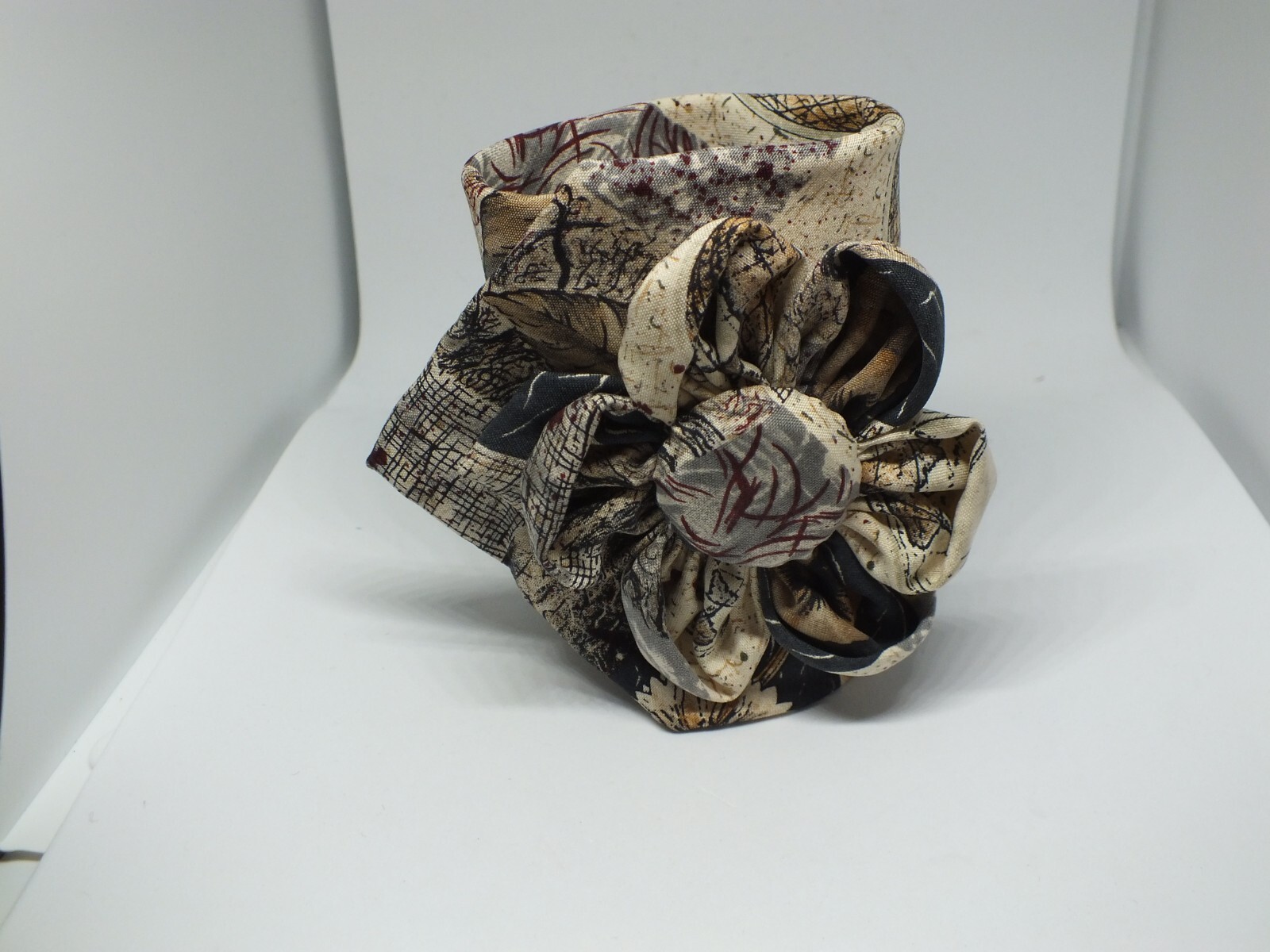 Upcycled Repurposed BOHO Bracelets From Tie Flower Snap Closure One of a Kind