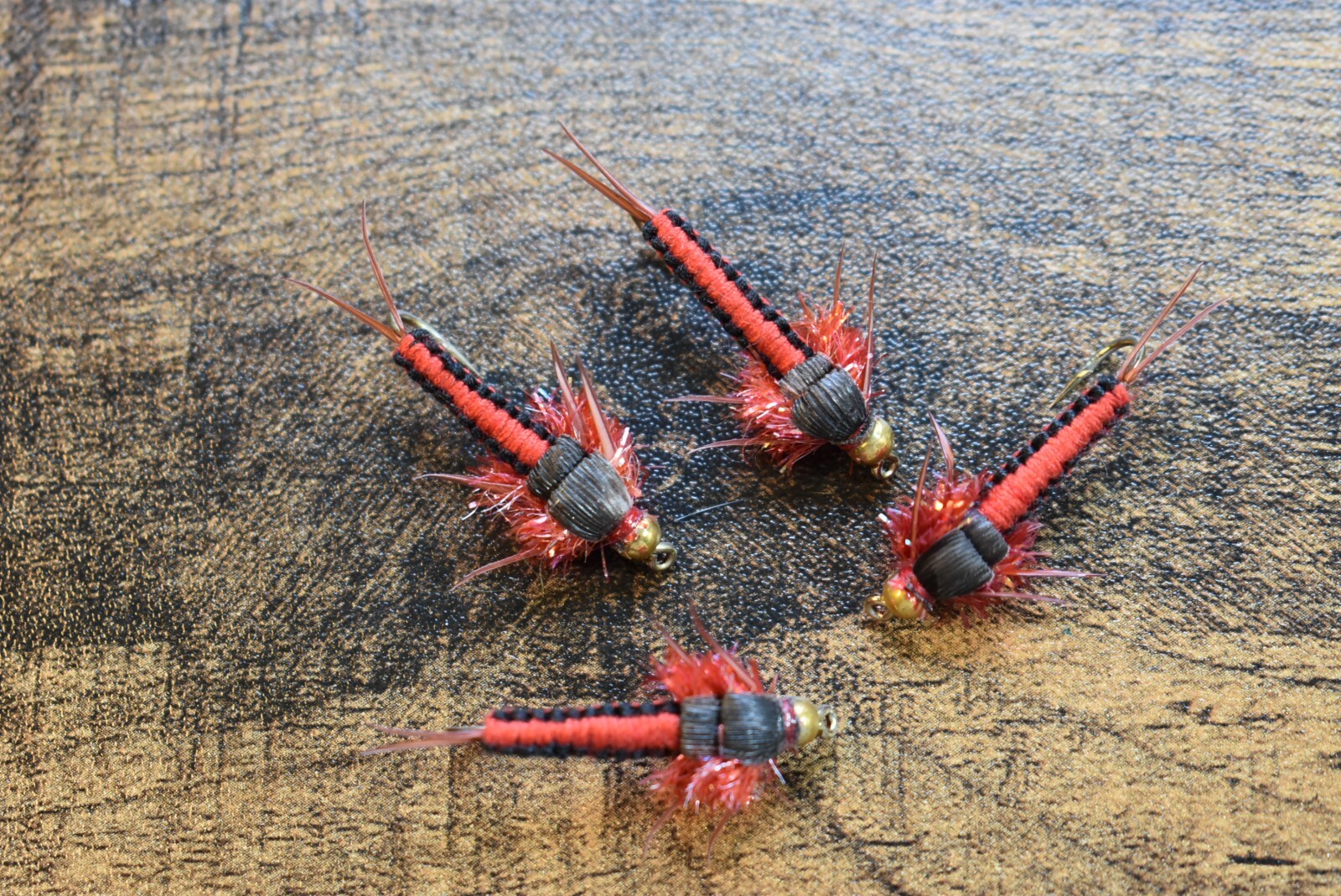 WOVEN RED & BLACK Stonefly Nymph Fly Fishing Flies 1 Fly, U Choose Size