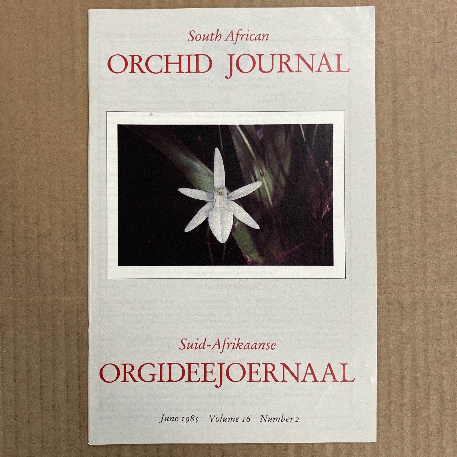South African Orchid Journal June 1985 Vol 16 No 2