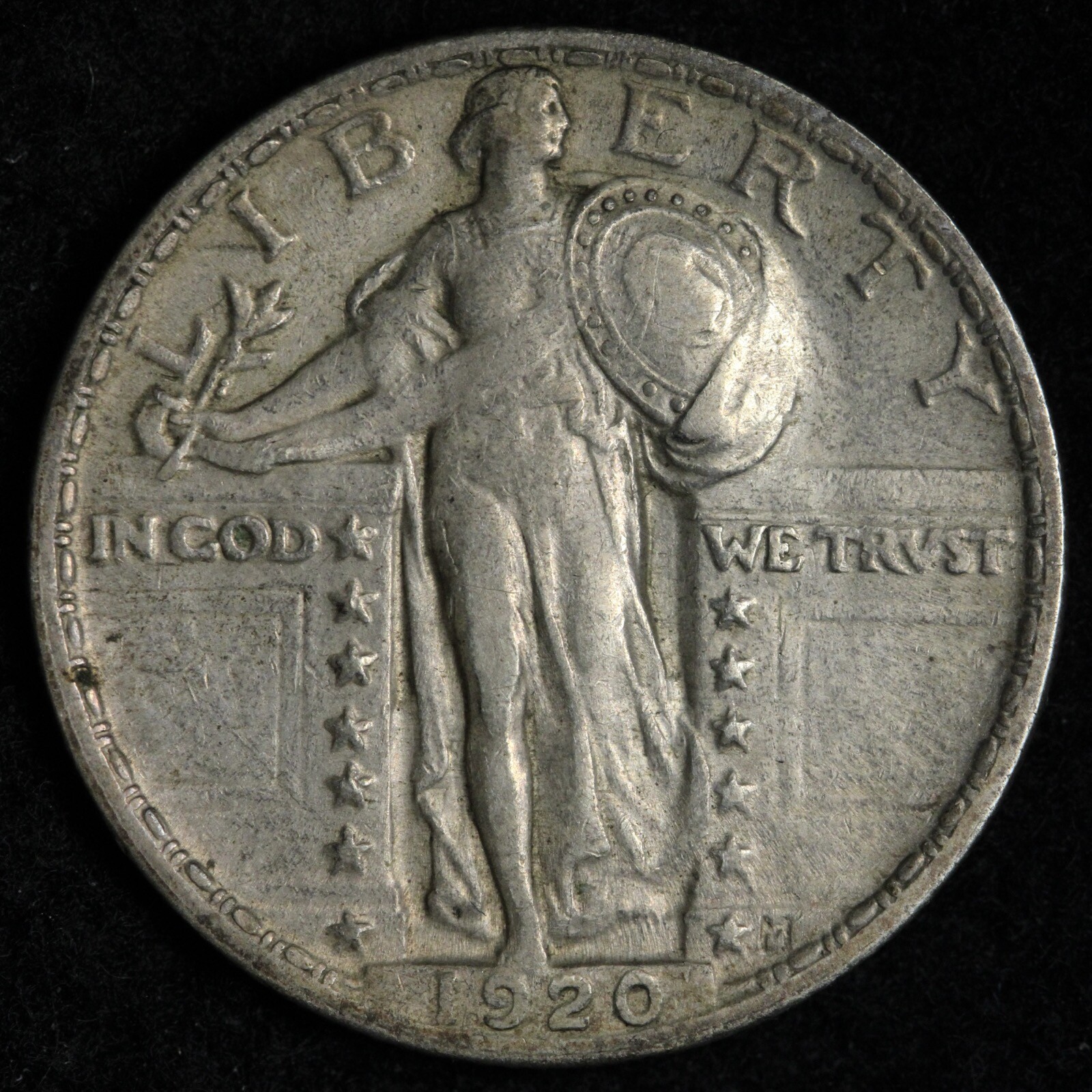 1920 Standing Liberty Silver Quarter AU E252 SWMK