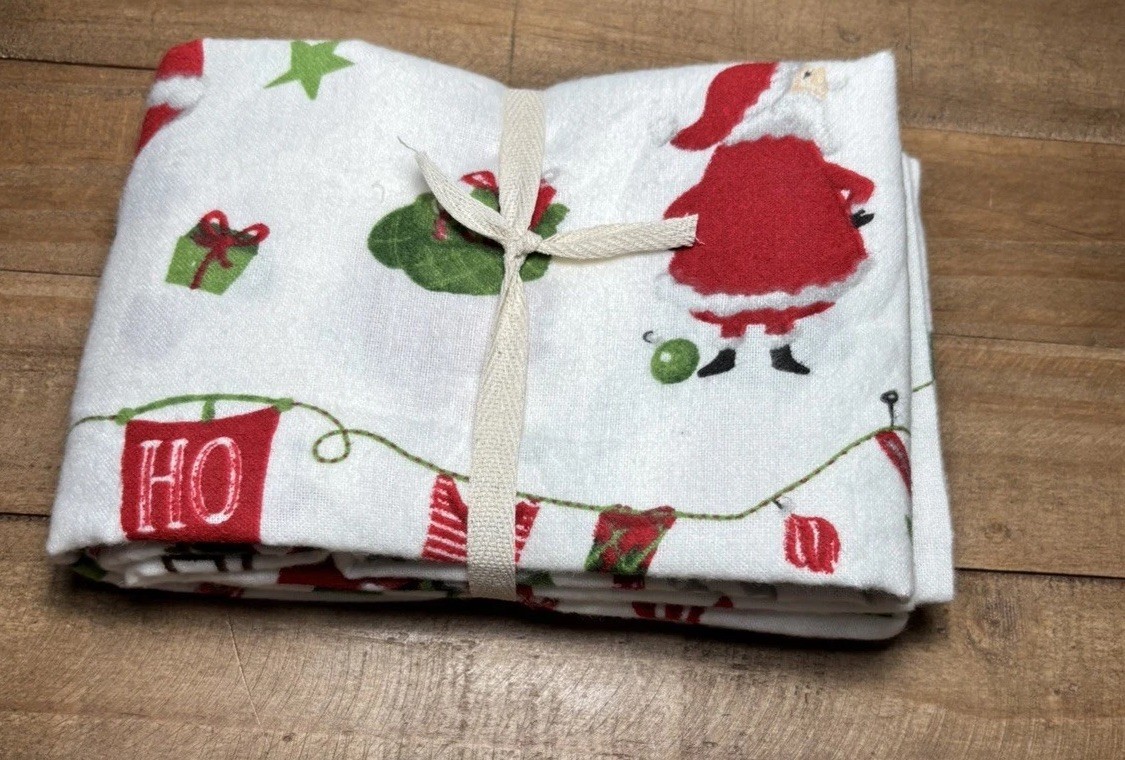 Pottery Barn Santa & Friends Pillowcase ~ Standard ~ Flannel