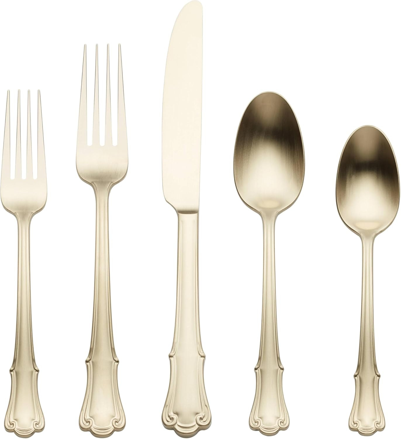 896768 James Street Satin Champagne 20 Piece Flatware Set