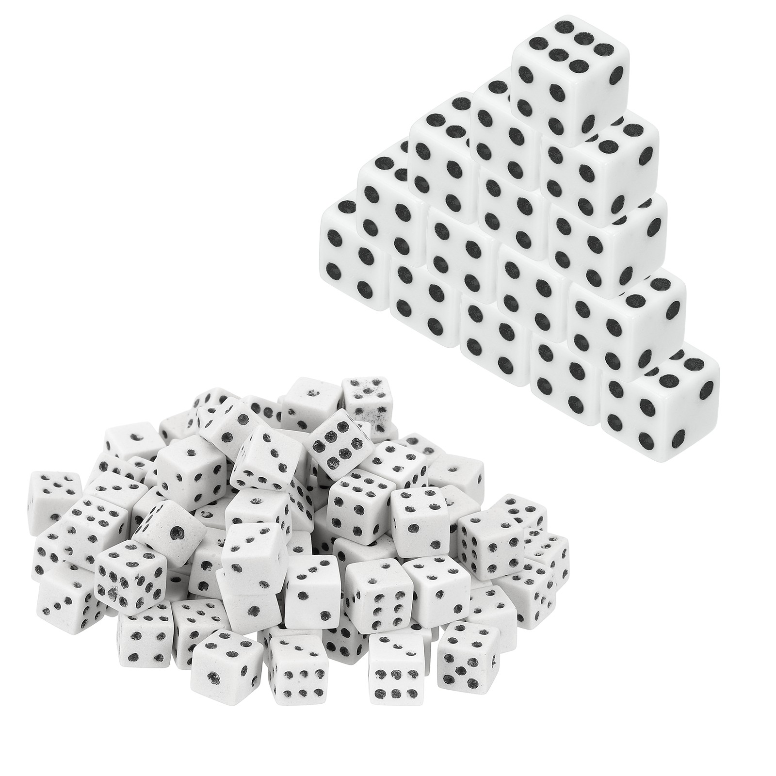 100Pcs Mini Acrylic Polyhedral Dice 8mm 6 Sided Square Corner Dice, White