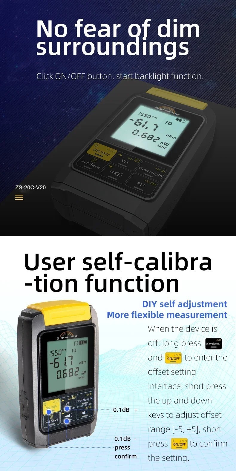 Mini 4 in 1 Triber Multi Optical Power Meter FTTH Pon OPM VFL LED RJ45 Network