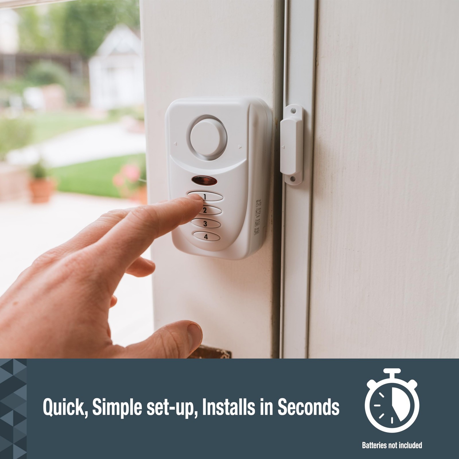 Sabre Elite Wireless Door Alarm with Exit/Entry Delay Mode, Home Mode & White