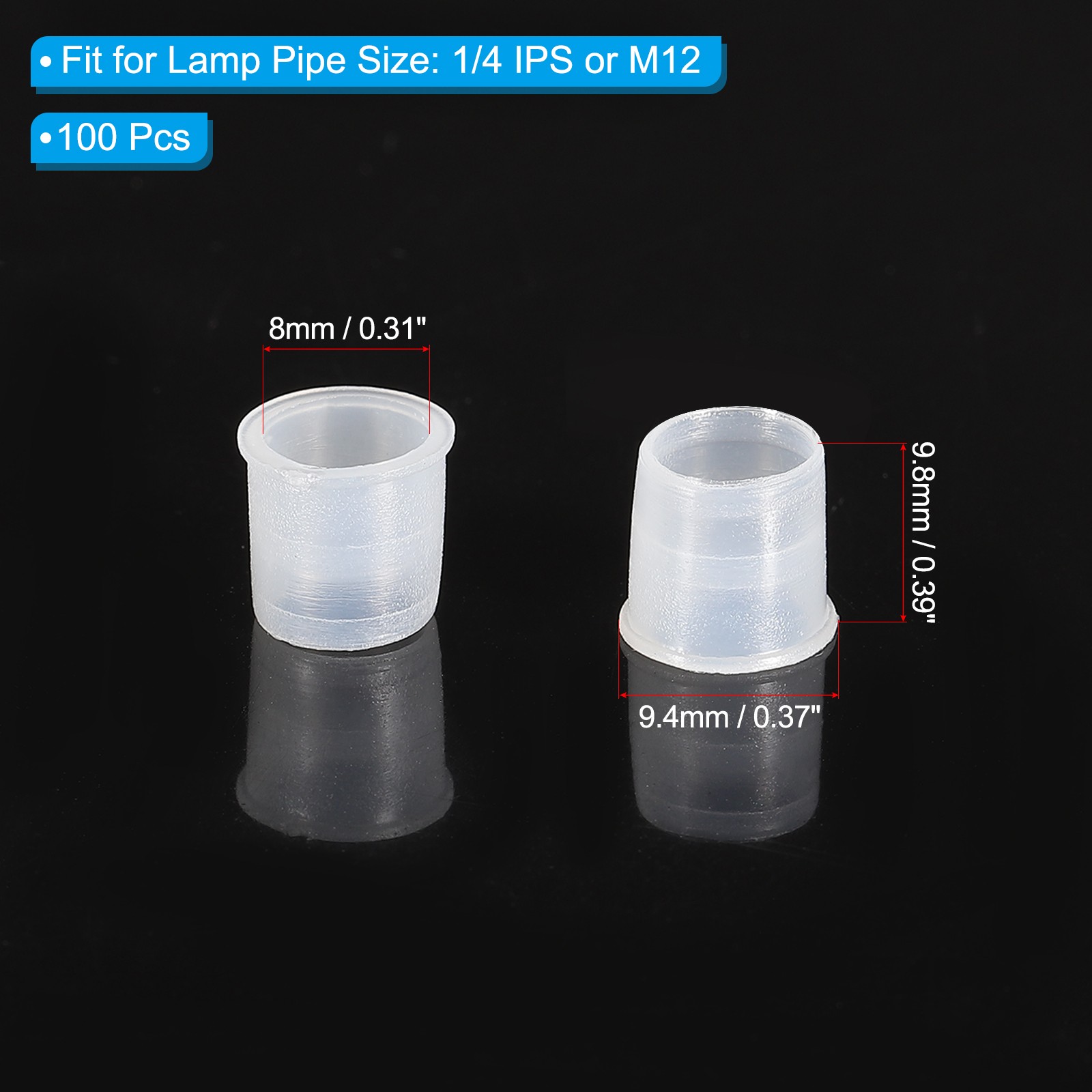 Lamp Pipe Cord Protector, 100 Pcs Washer Liner Bushing for 1/4 IPS Pipe, Clear
