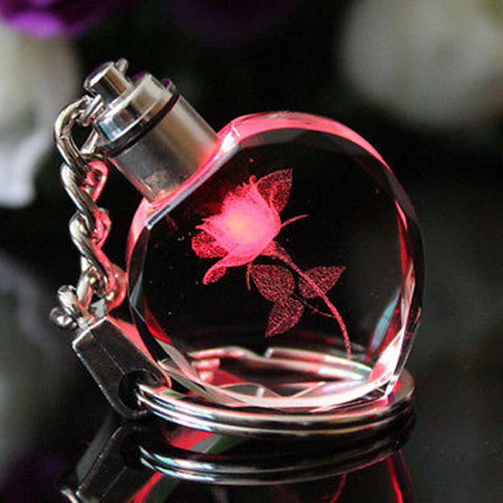 Valentine Fashion Colorful Fairy Rose Flower Pattern Love Shape Crystal Rhinesto