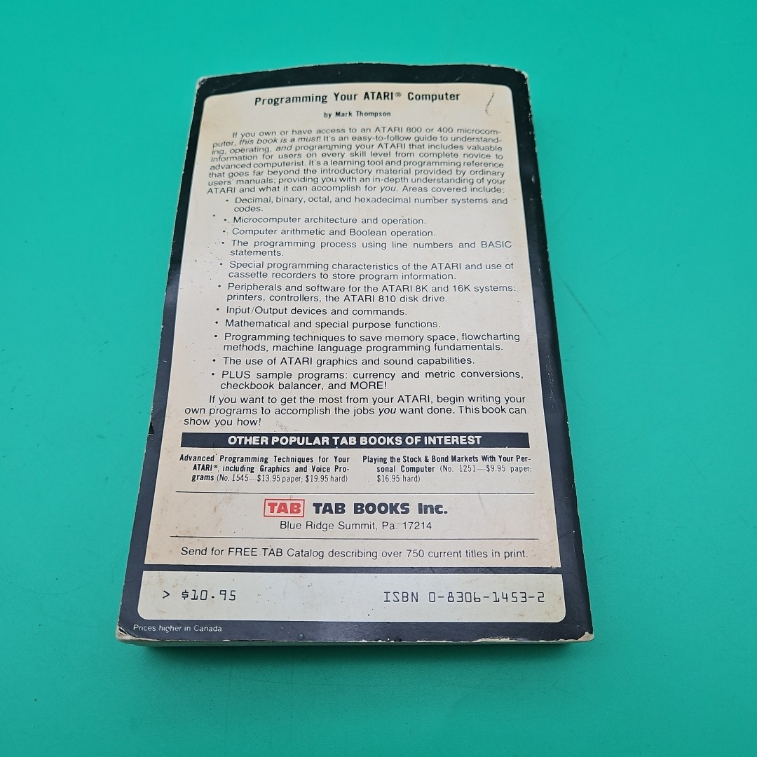 Programming Your Atari Computer By Mark Thompson Vintage Book First Printing