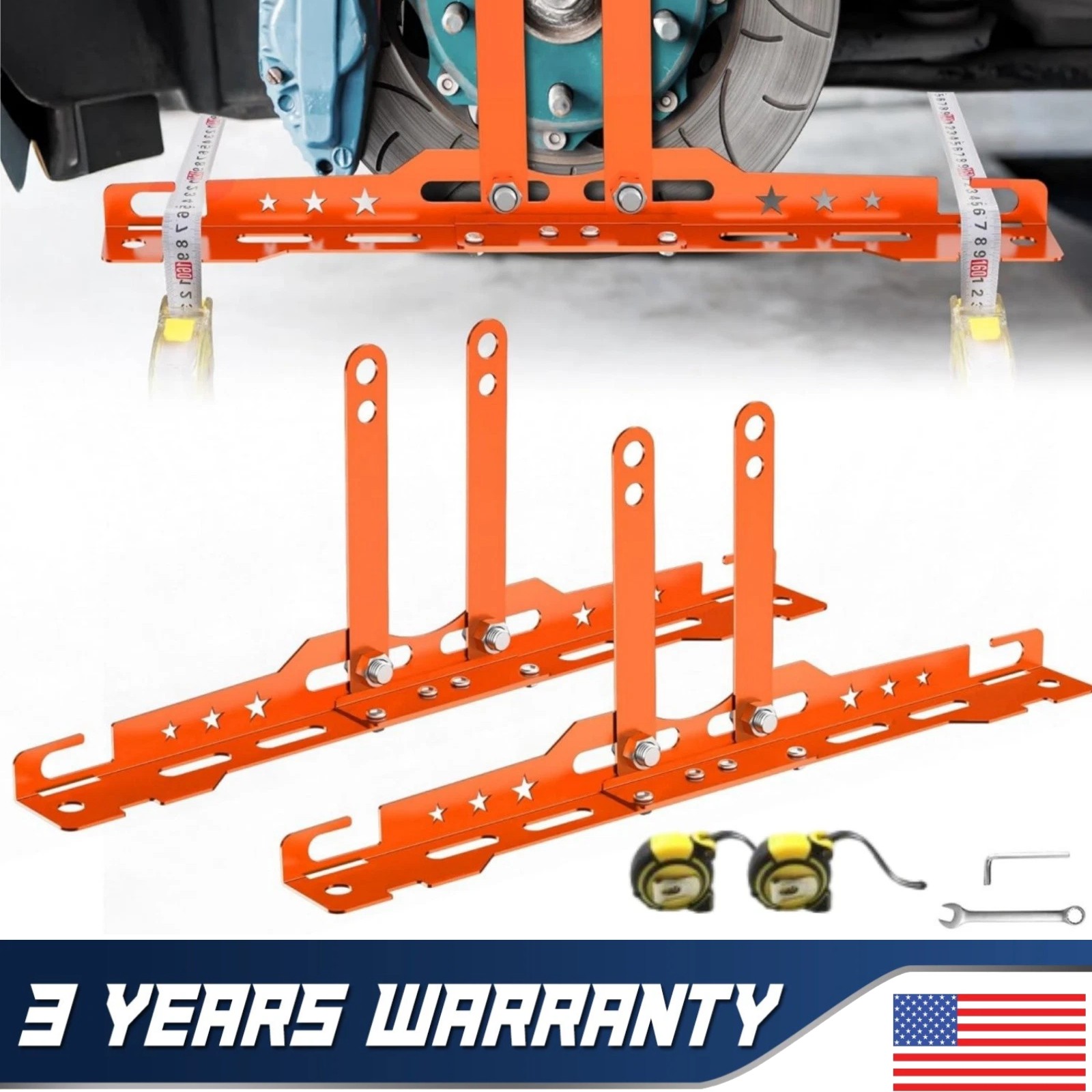 Upgraded Wheel Alignment Tool with Connection Sheet and 2 Tape Measures - Orange