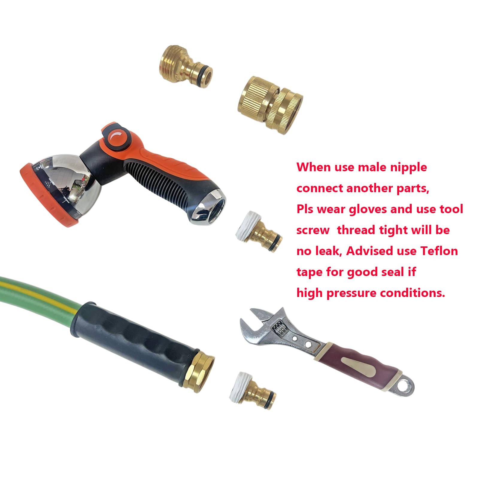 Garden Hose Quick Connect Solid Brass Connector 3/4 GHT 2 Sets Hose Fitting