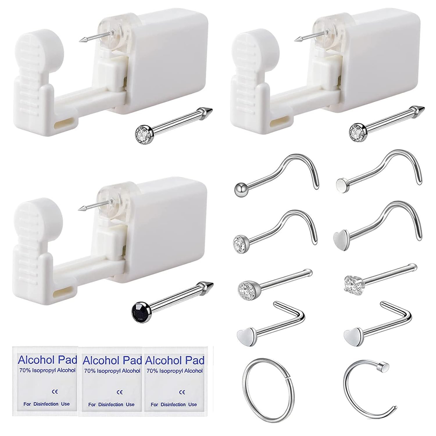 Nose Piercing Kit Self Piercing Gun with 10 Pcs Nose Studs Disposable Piercing