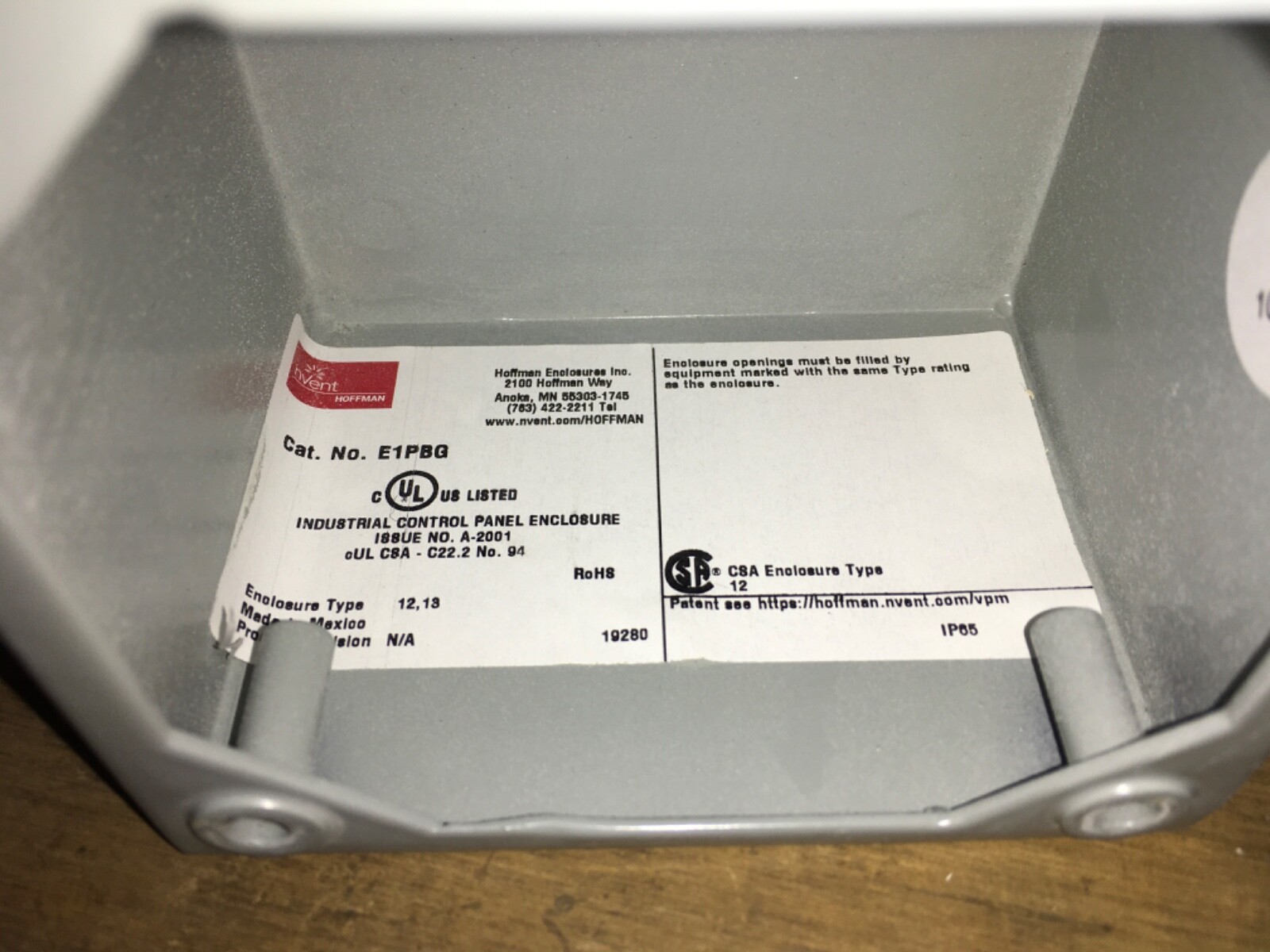 Hoffman button box, cat # E1PBG, 3.25x3.5”,2.75” deep, unit has been painted NIB