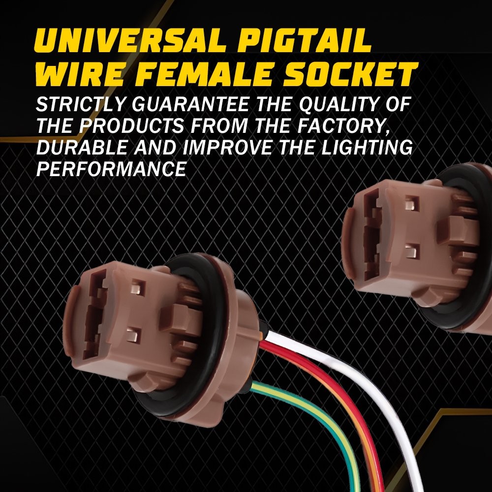 Universal 2PCS Pigtail Wire Female 7443 Brake Stop Tail Lamp Socket Two Harness