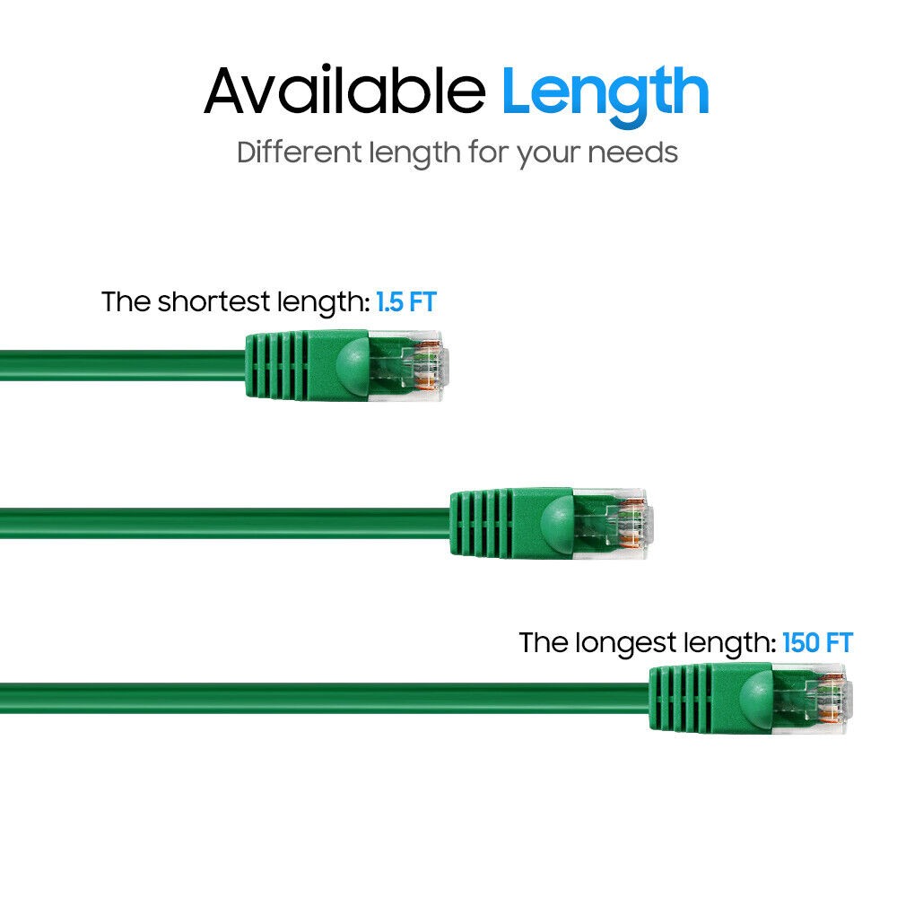 75FT Cat5e Ethernet Cable UTP LAN Network Patch Cord RJ45 Cat 5e Cable - Green