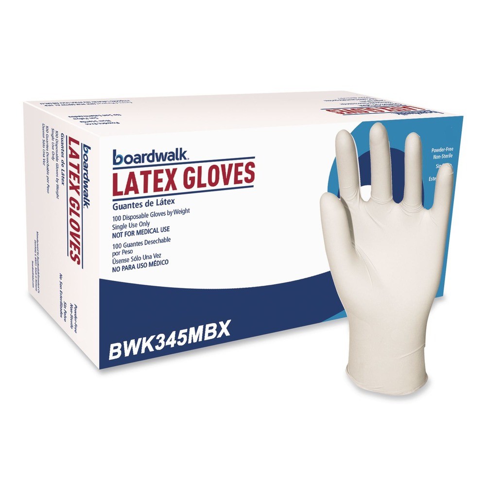 Boardwalk 345MBX Powder-Free General-Purpose Latex Gloves - M (100/BX) New
