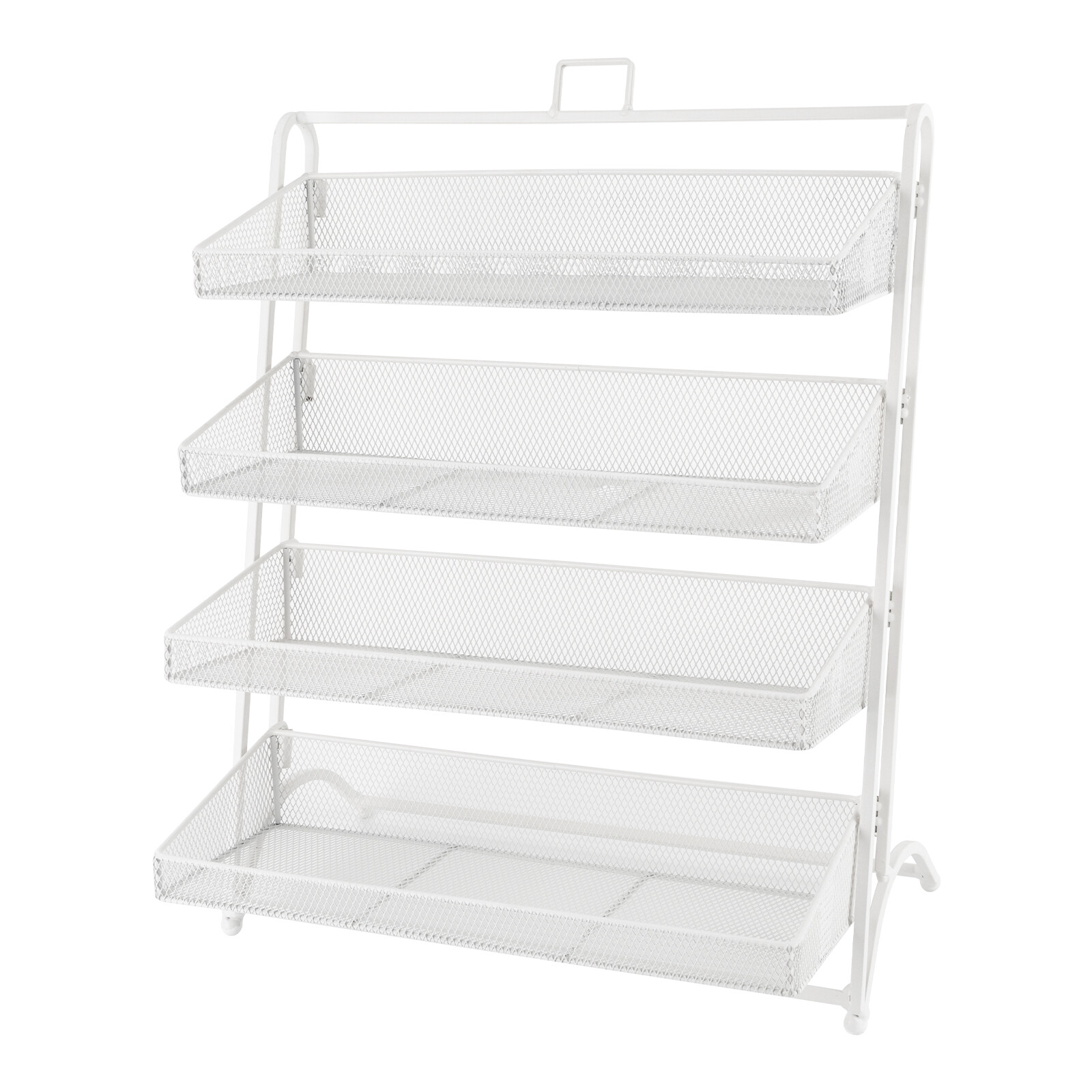 4 Tiers White Retail Store Candy Display Rack Shelving Snack Storage Organizers