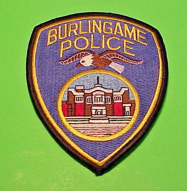 BURLINGAME  CALIFORNIA  CA   5"  POLICE PATCH  FREE SHIPPING !!!