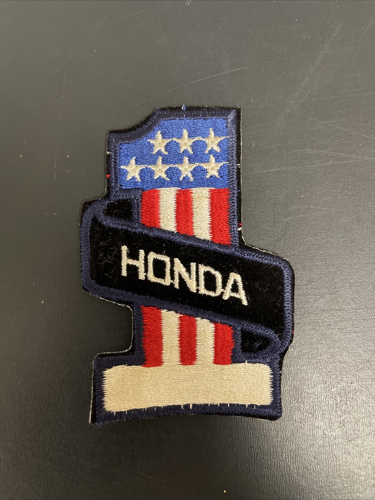 Vintage Unused NOS 1970s HONDA  #1 Embroidered + Felt Patch 4”
