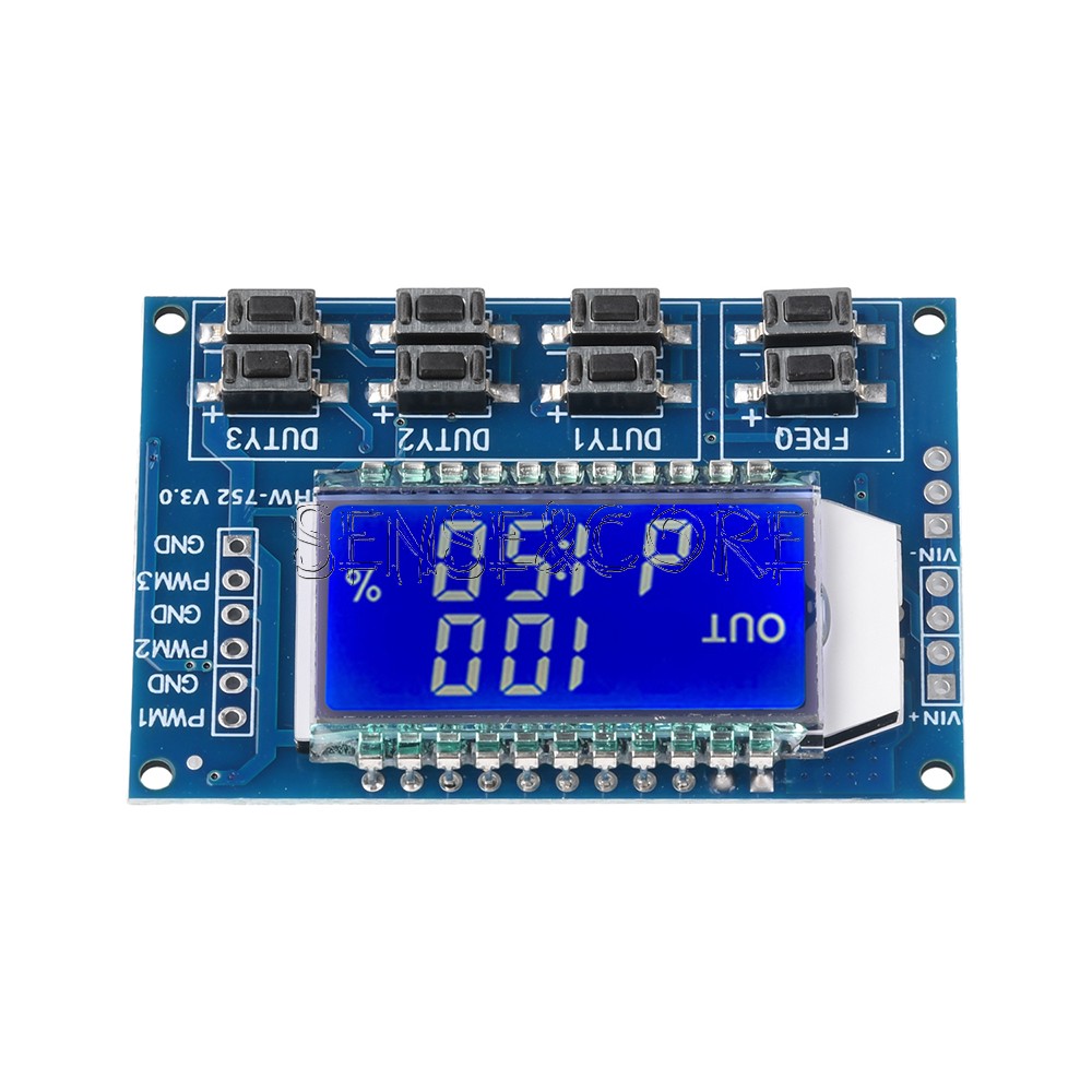 Signal Generator 3-Channel PWM Pulse Wave Frequency Duty Cycle Adjustable Module