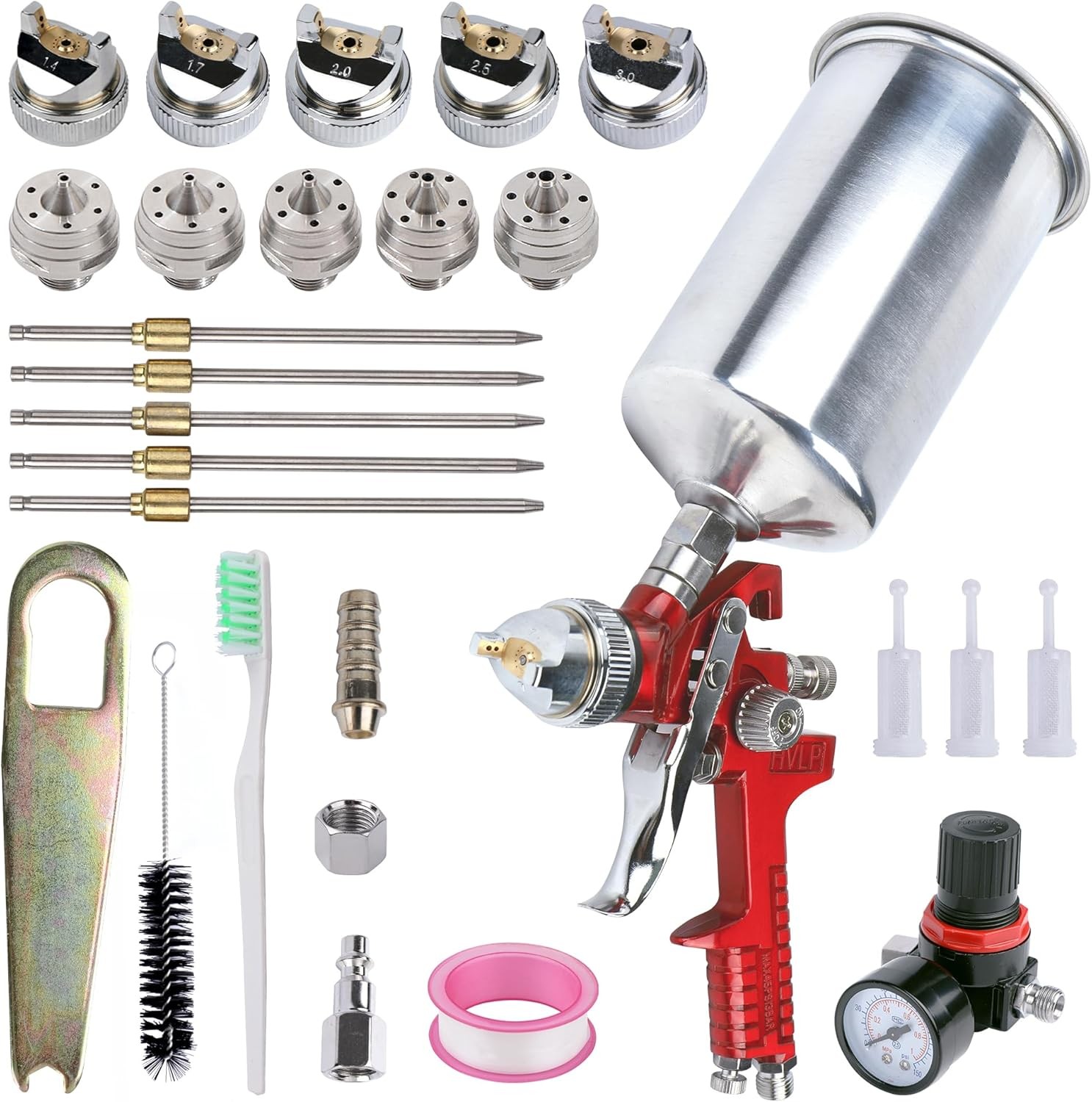 HVLP Spray Paint Gun for Automotive - Gravity Feed Paint Gun Kit Includes 5 Nozz