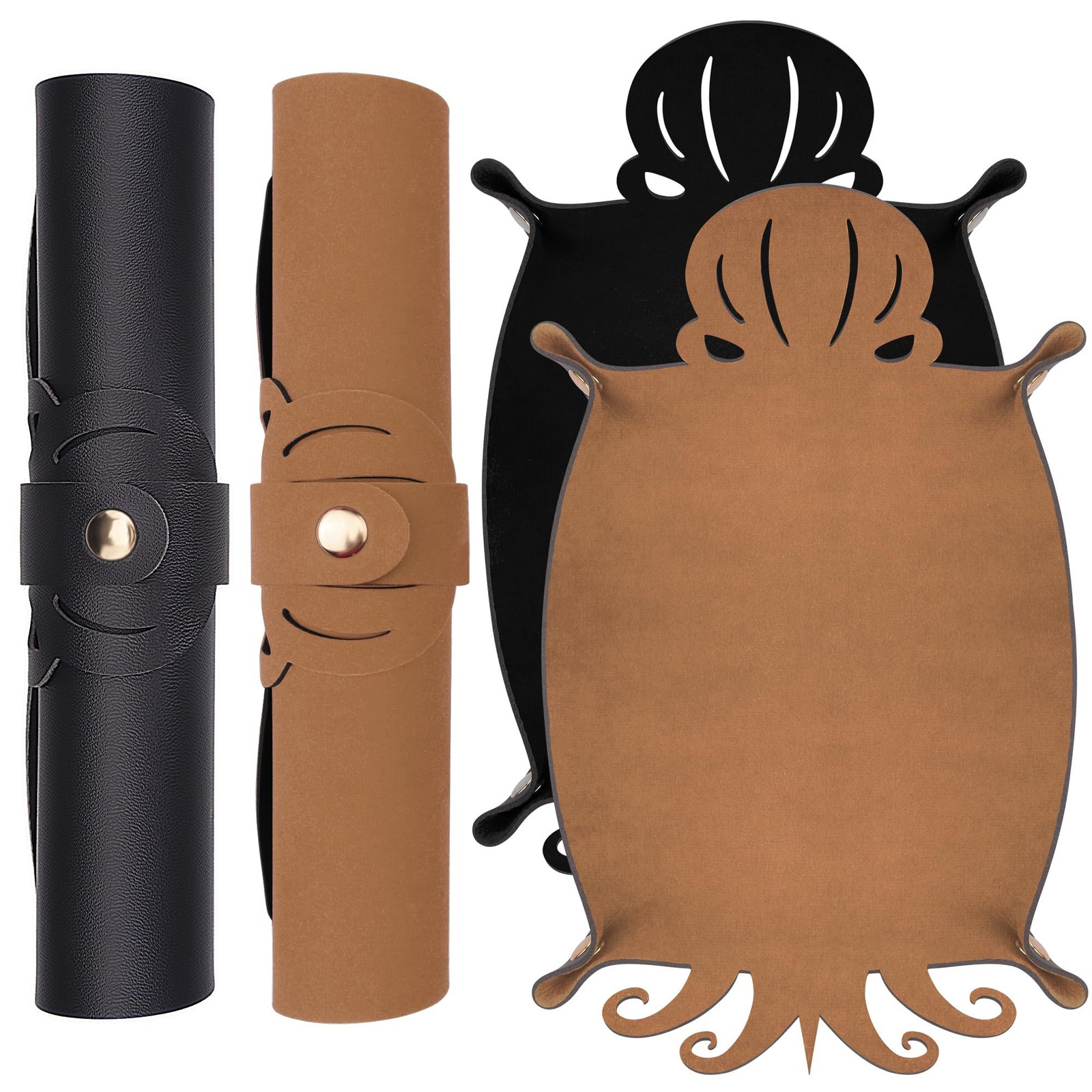 SIQUK 2 Pieces Octopus Dice Rolling Tray PU Leather Dice Mat Folding Scroll D...