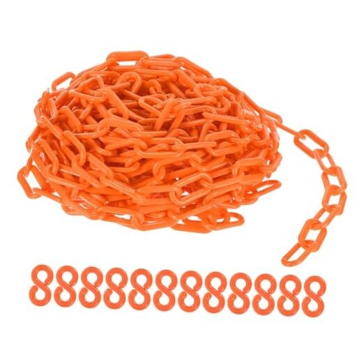 50 Foot Plastic Chain Links, 2inch Safety Barrier Chain for 50 Feet Orange