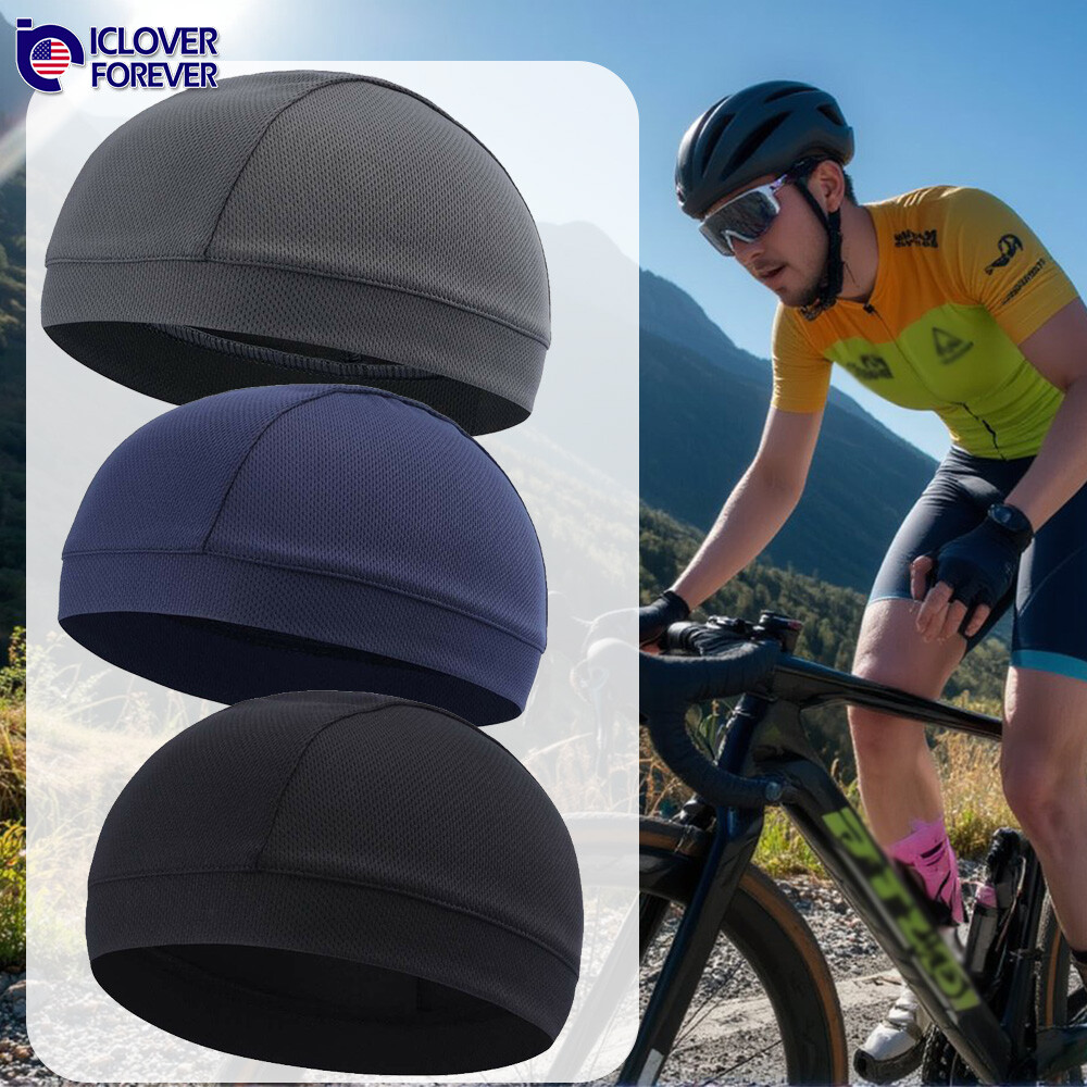 Skull Cap Beanie Hat Helmet Liner Moisture Sweat Wicking Cycling Running Mesh