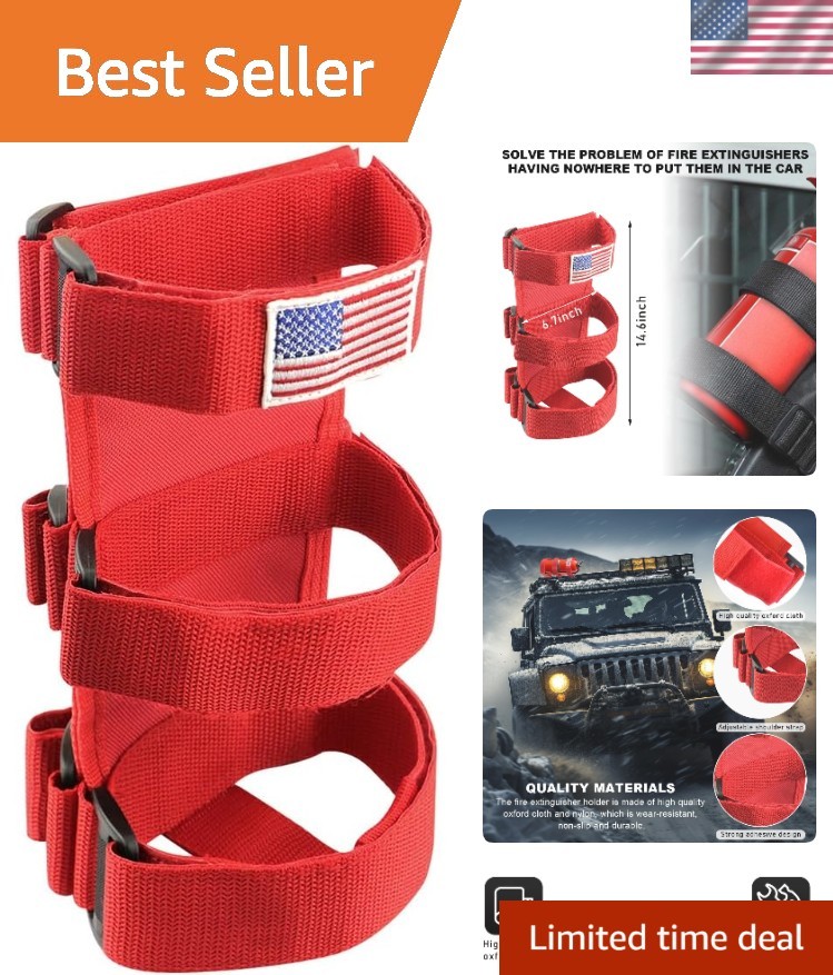 Roll Bar Fire Extinguisher Holder, Adjustable Fire Extinguisher Mount Strap w...