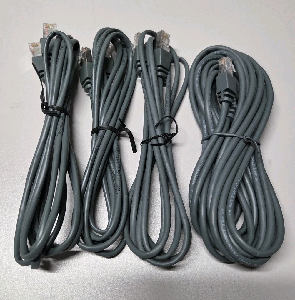 Lot of 4 OEM Microsoft OEM Gray Xbox 360 Ethernet Lan Cable