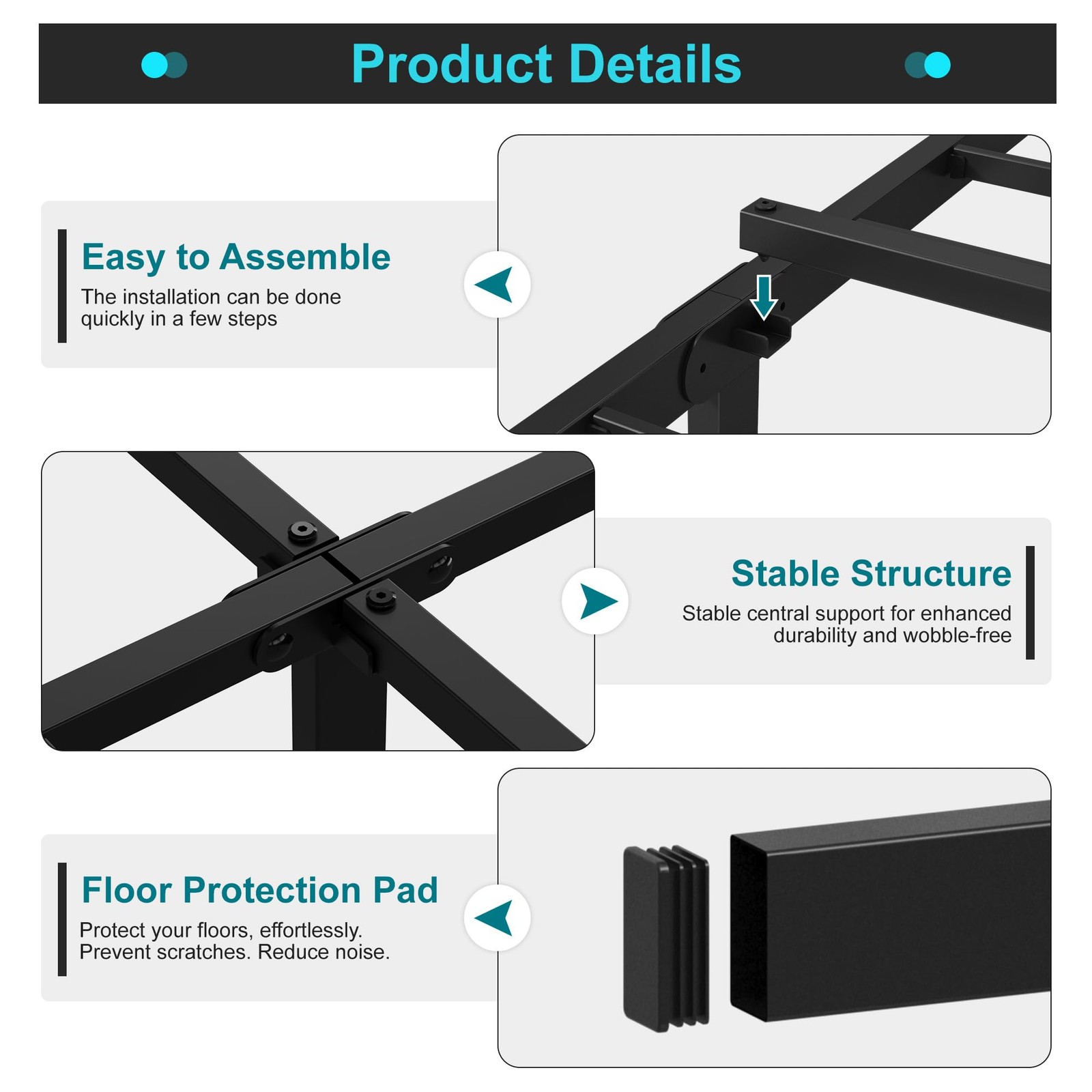 20 Inch Queen Bed Frame, Heavy Duty Metal Platform, No Box Spring Needed