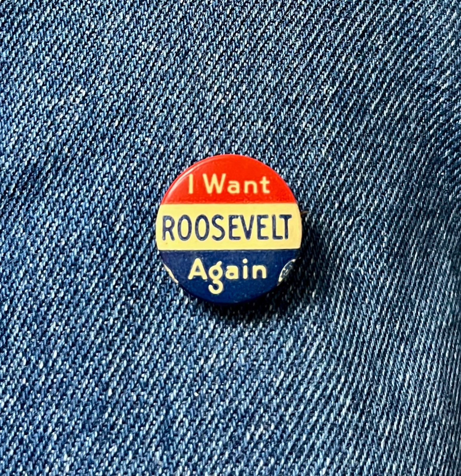1930's  Franklin D Roosevelt For President 7/8" Cello Hake # 258