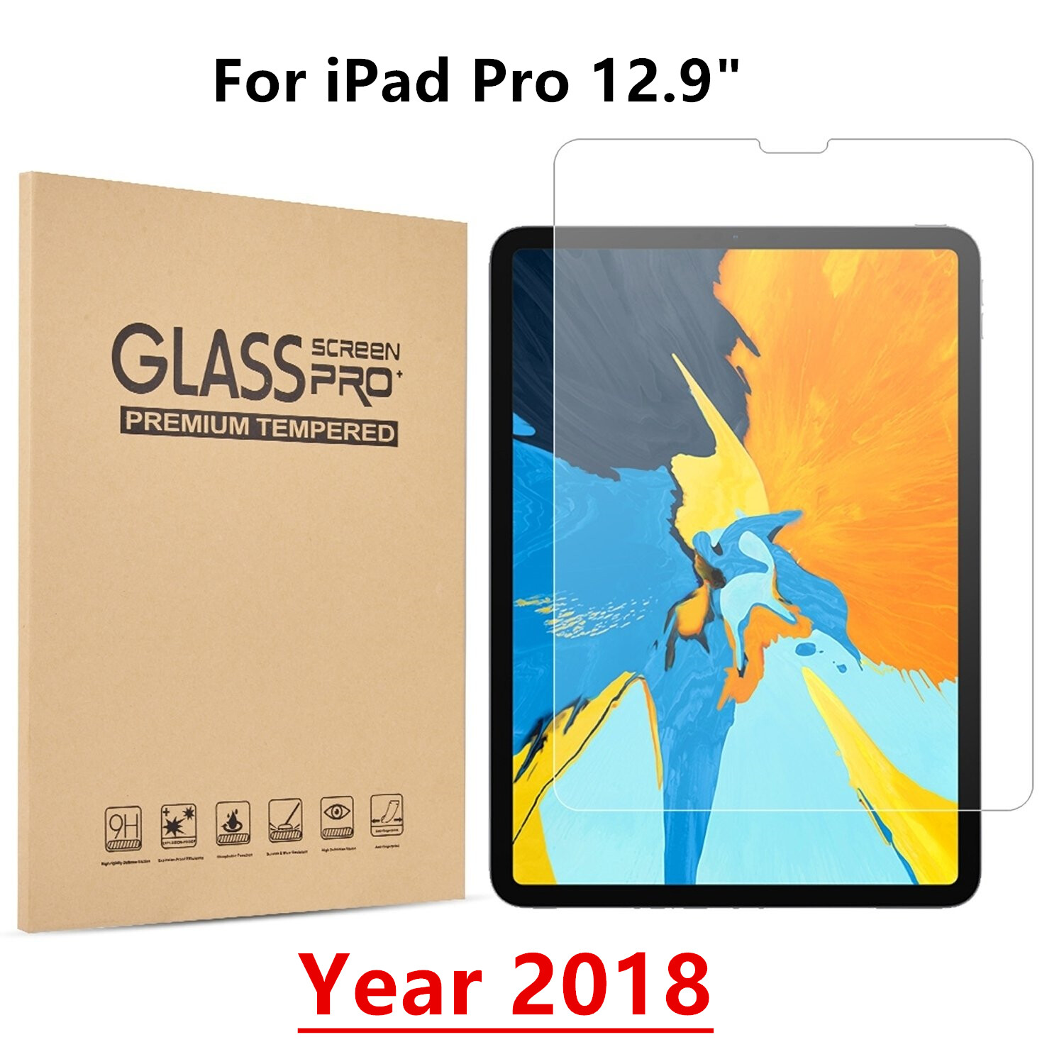 Premium Tempered Glass Screen Protector for Apple iPad Pro 12.9" Year 2018
