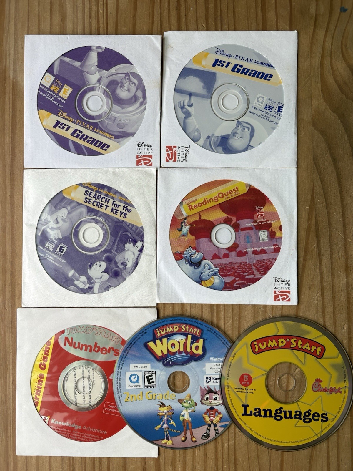 Lot Of 7 Vtg Educational Kids PC Games / Media - Disney Pixar Jump Start Mickey