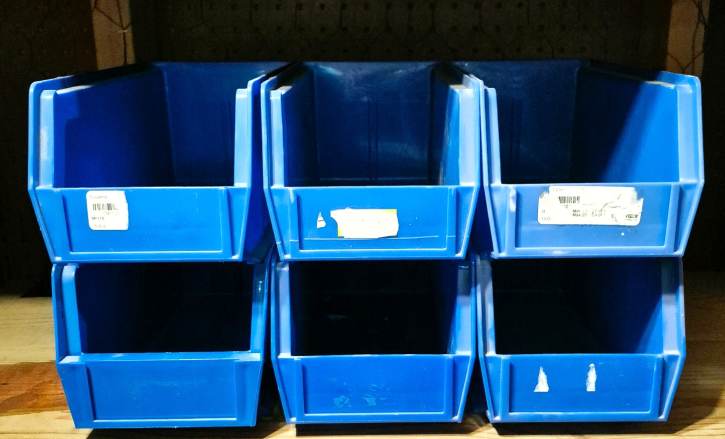 6 BOXES Medium Blue Plastic Stackable Storage Bins Boxes L11" x H5" x W5.5"!!!