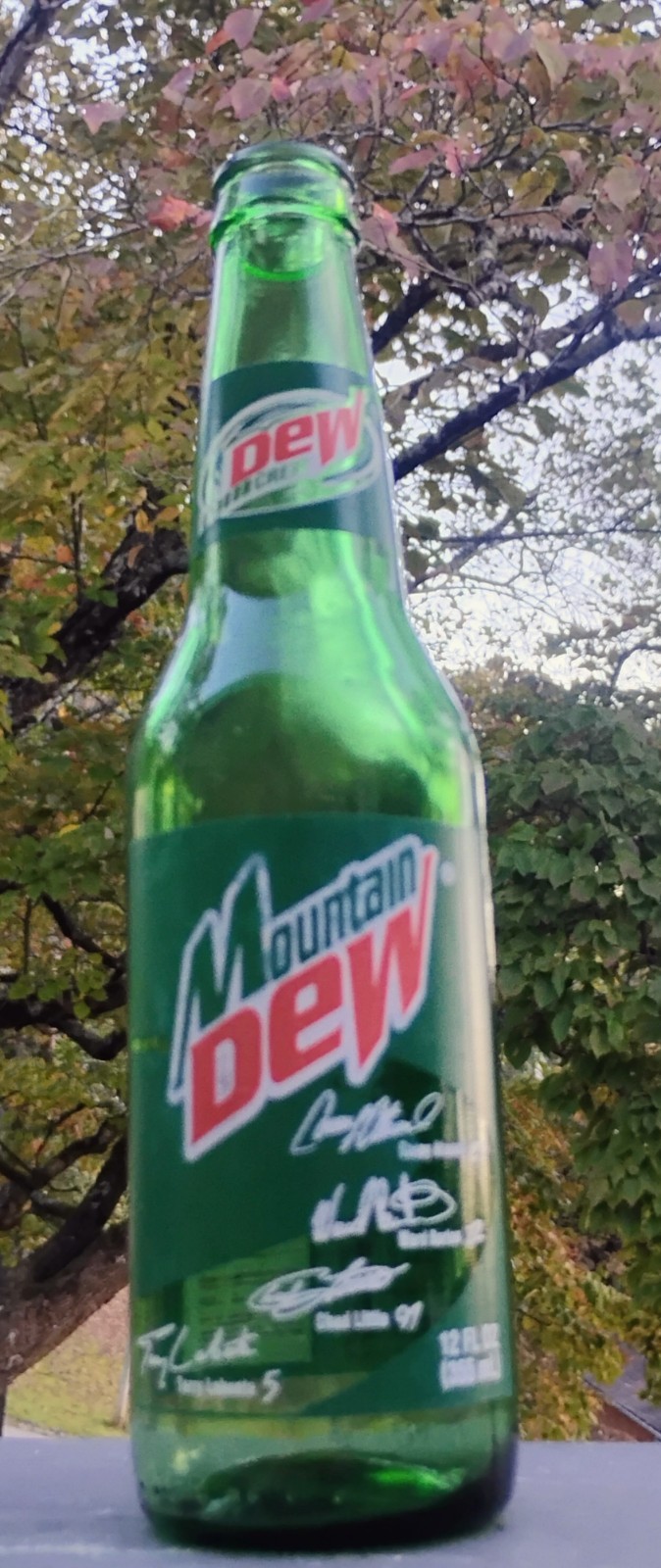 Vintage 12oz MOUNTAIN DEW "DEW CREW" Soda Bottle NASCAR Racing SIGNATURES Mint