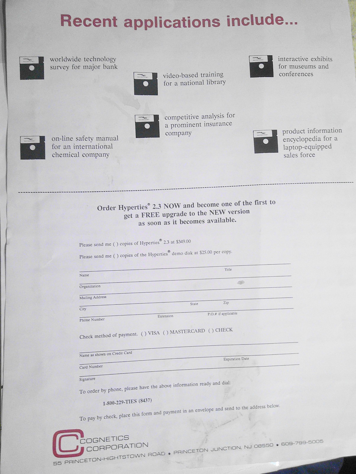 Hyperties by Cognetics Corporation brochure. Hypertext/ multimedia software tool