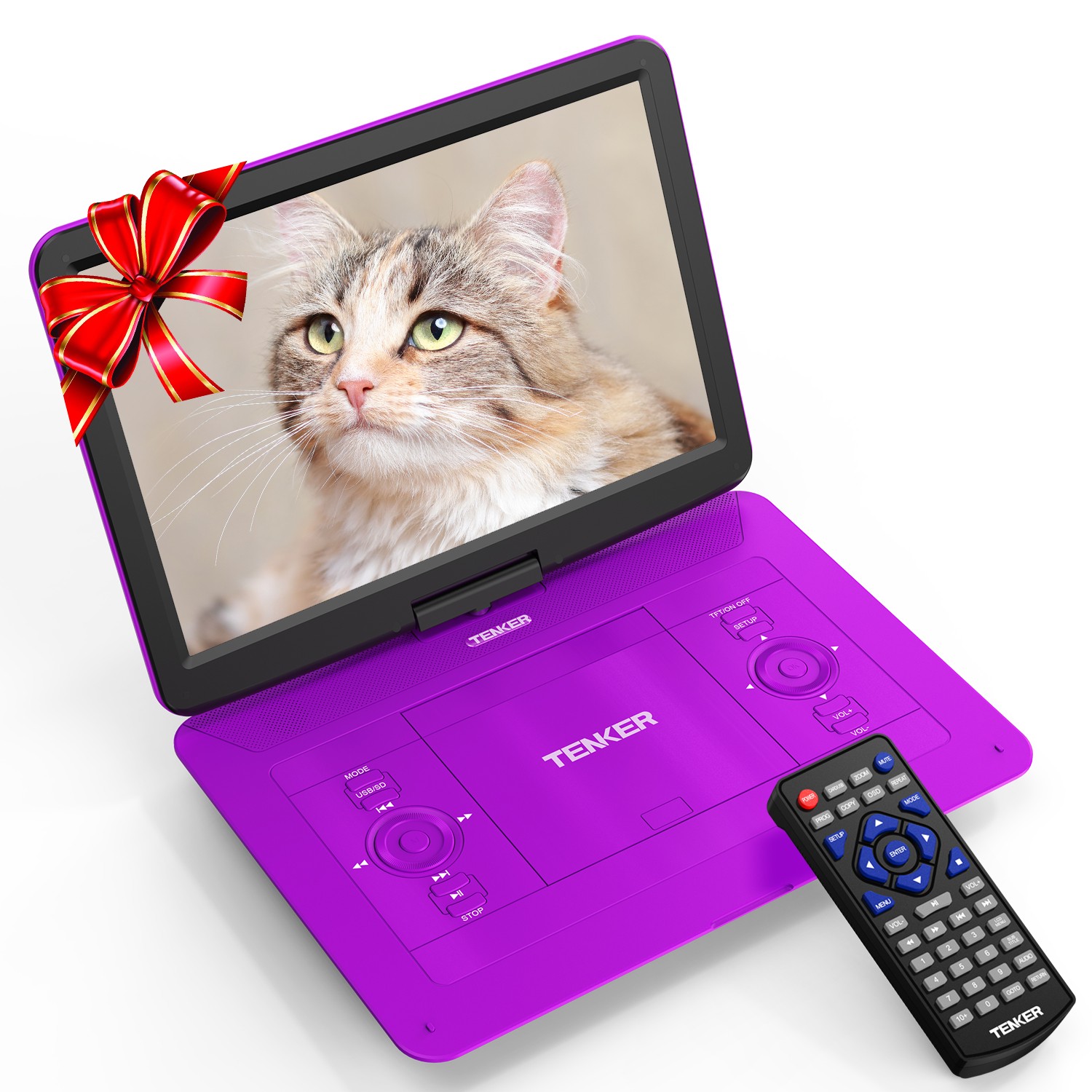 TENKER 17.9" Portable DVD Player 15.6" HD Swivel Screen Support DVD/CD/USB/SD