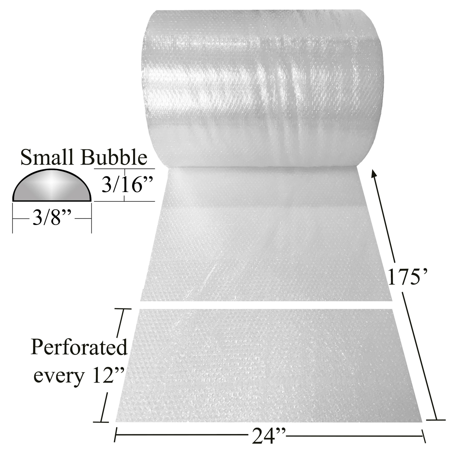 UBMOVE Bubble Roll 24" Wide x 175' - Small 3/16" Sized Bubbles