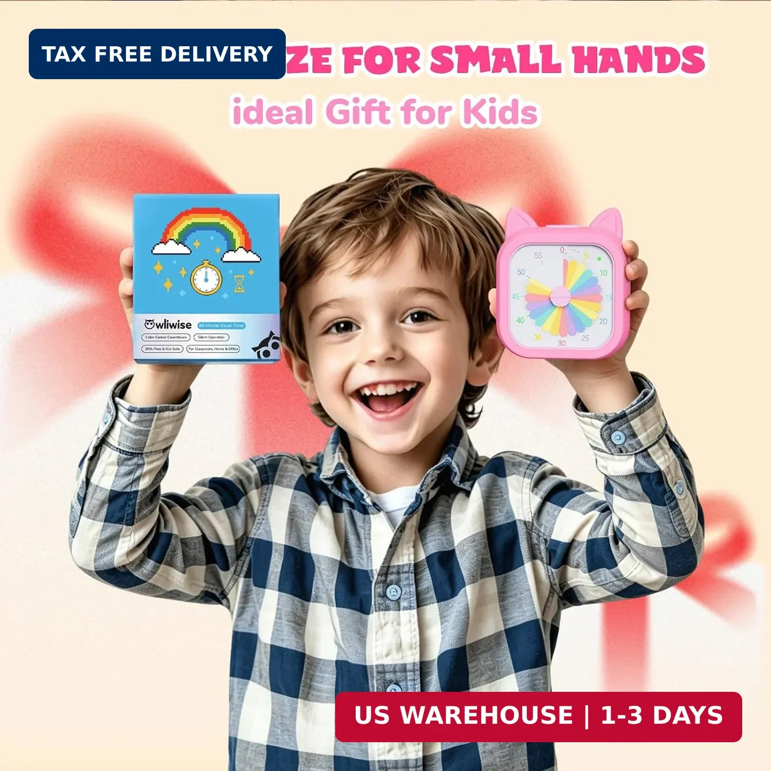 Visual Timer for Kids, 60 Minute Countdown Timer with Silent Operation, Cute Pom