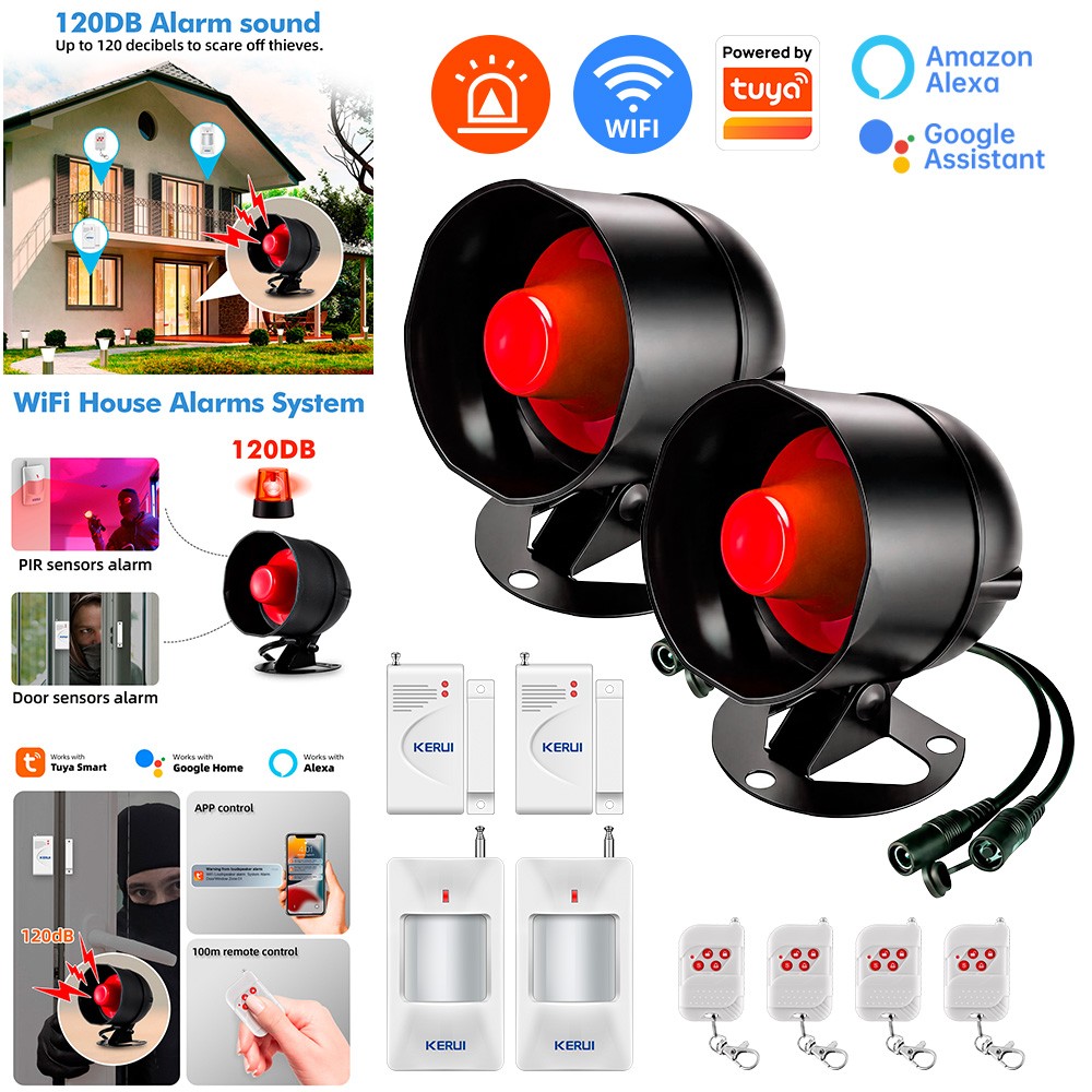 KERUI Tuya Smart WIFI Security Alarm System Kit 110dB Wireless Loud Siren Horn