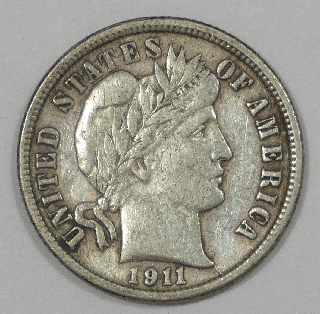 1911-D Barber Dime EXTRA FINE Silver 10c ~ Surface Marks