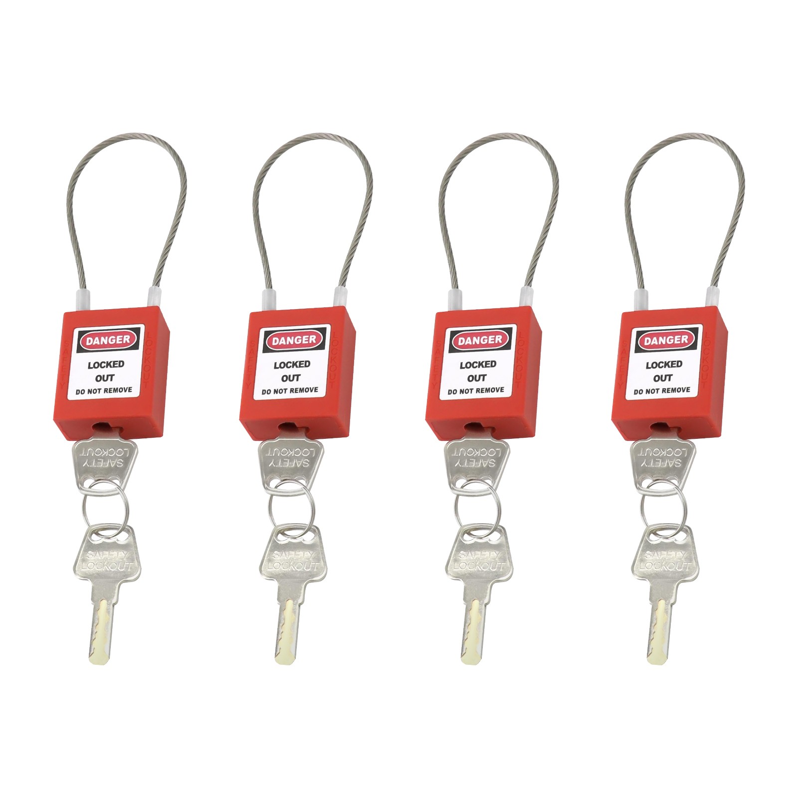 4PCS Cable Padlock with 8 Keys Cable Lock, Lock & Secure, Padlock Wire Lock