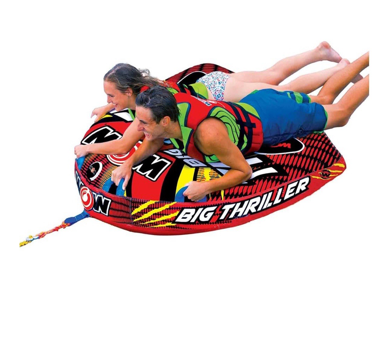 WOW Big Thriller Watersports Inflatable 2-Person Towable Water Boating Deck Tube