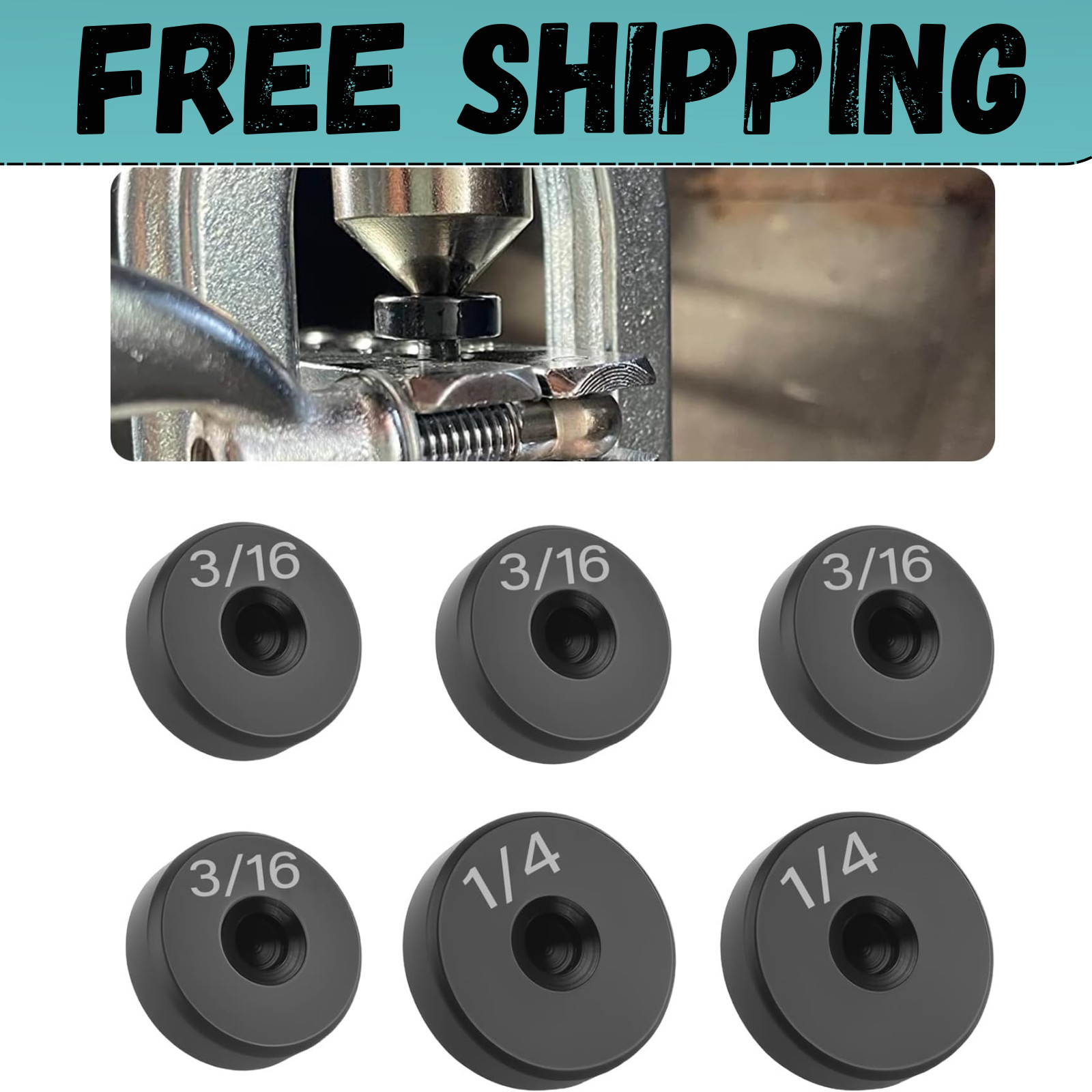 Brake Line Flaring Tool Kit, 6PCS, 3/16" & 1/4" Double Flare Adapters Steel..