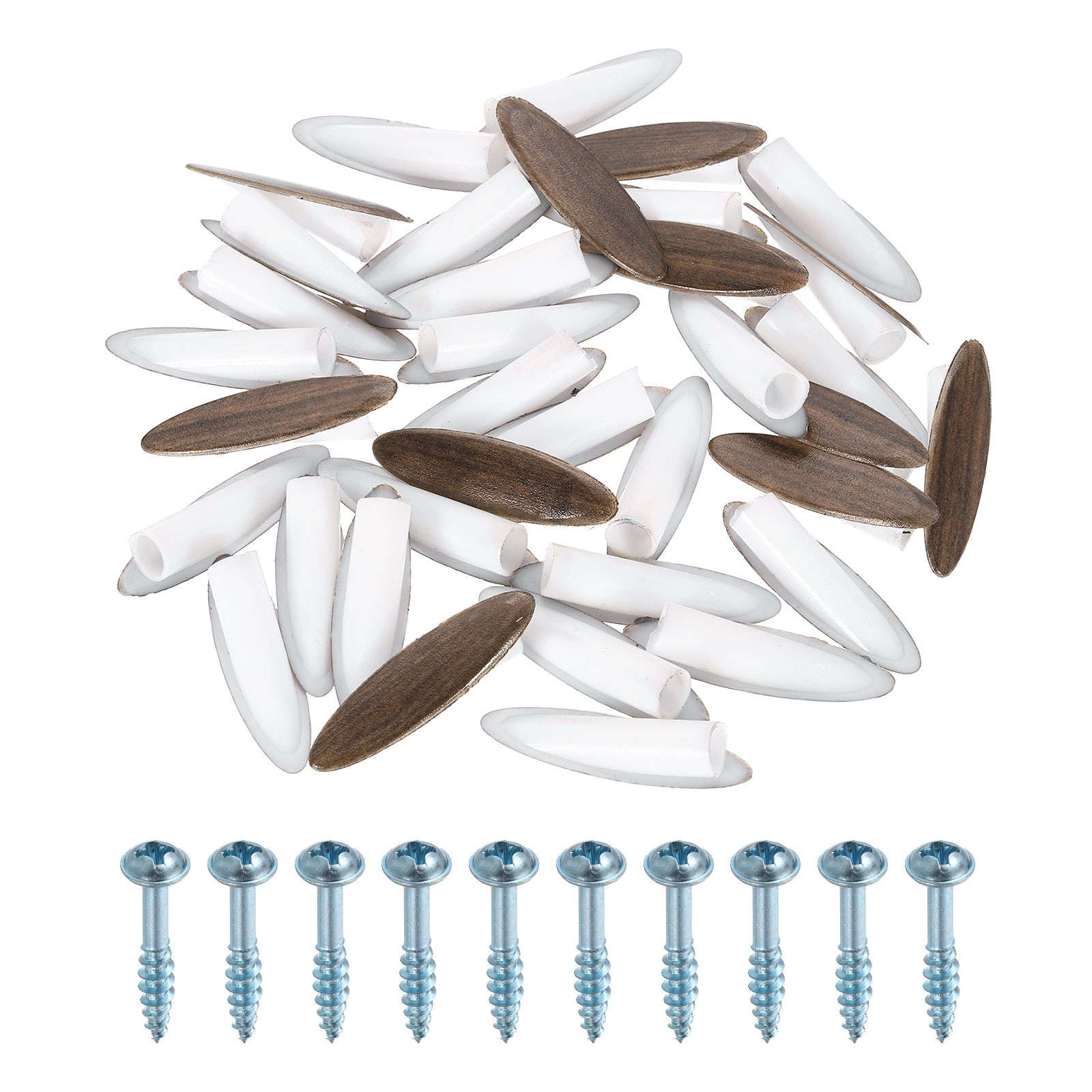 100Pcs 9mm Plastic Pocket Hole Plugs with Pocket Screws, Dark Walnut