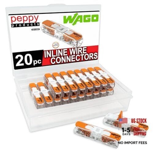WAGO 221-2401 Lever Nuts Compact Splicing Inline Wire Connectors Pack of 20