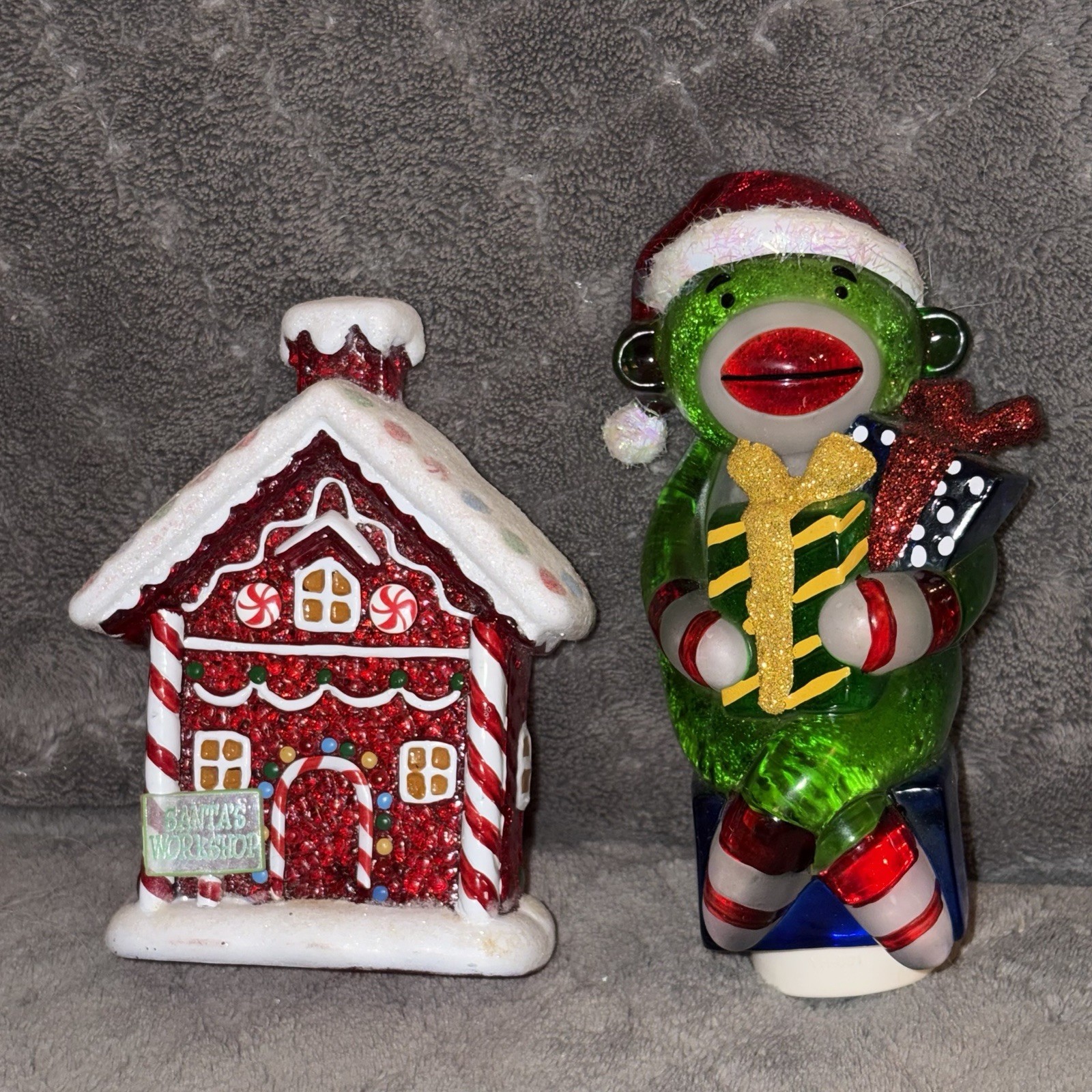Sock Monkey Gingerbread House Nightlight Interchangeable Plug In