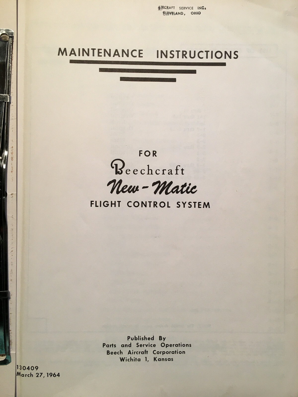 Brittain New-Matic Autopilot in Beechcraft Maintenance manual
