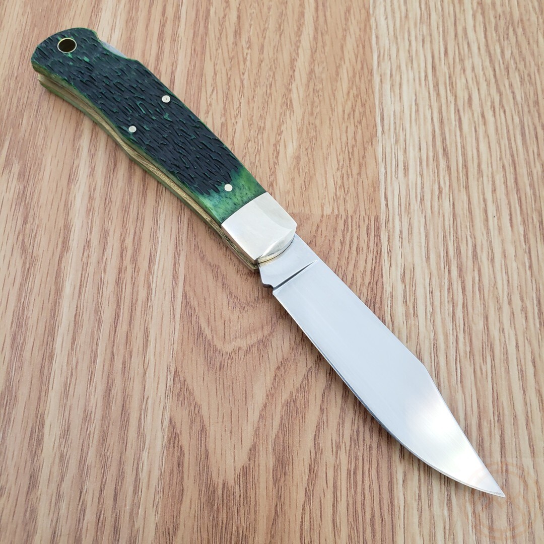 Queen Lockback Folding Knife 1095 Carbon Steel Clip Point Blade Bone Handle