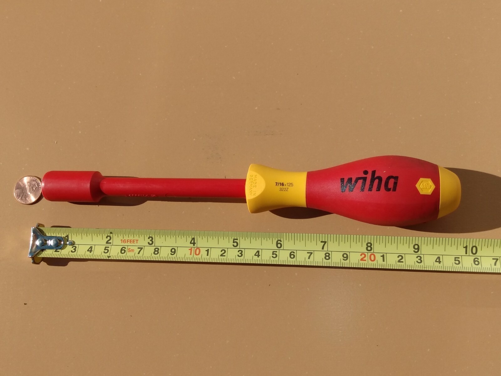 Wiha 32273 Insulated Nut Driver, 1000 Volt, 7/16 x 125mm